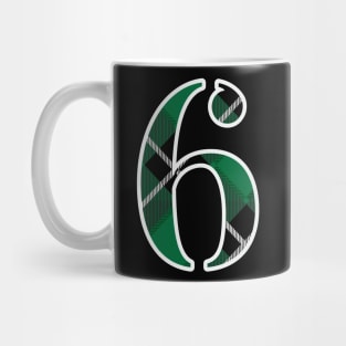 6 Sports Jersey Number Green Black Flannel Mug